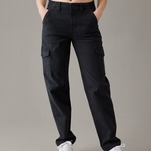 American Eagle Stretch Cargo Straight Pant Size 12 Regular Black Cargo Pockets